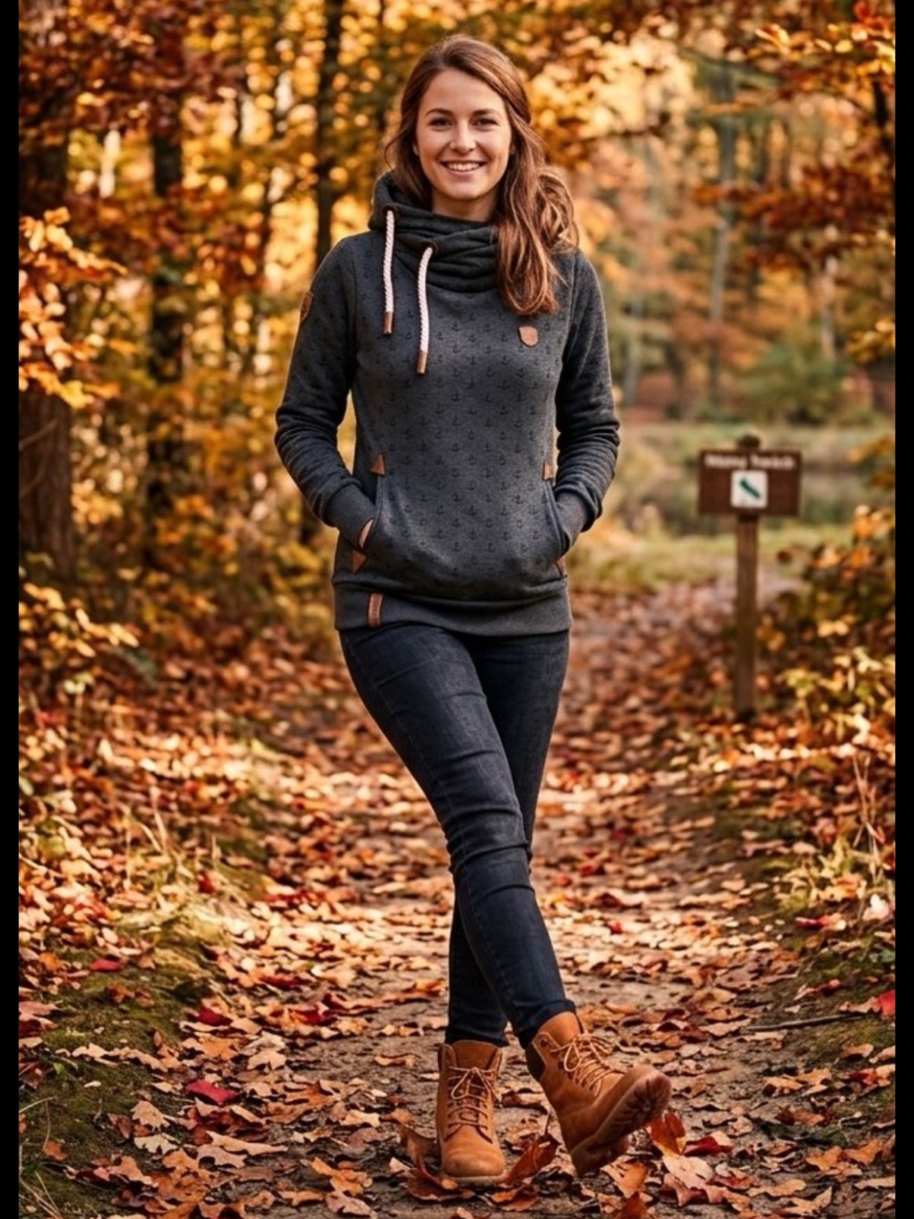 Naketano Brave New World DarkGrey-Black Anchor Print Contrast Hoody-SzM-like new
